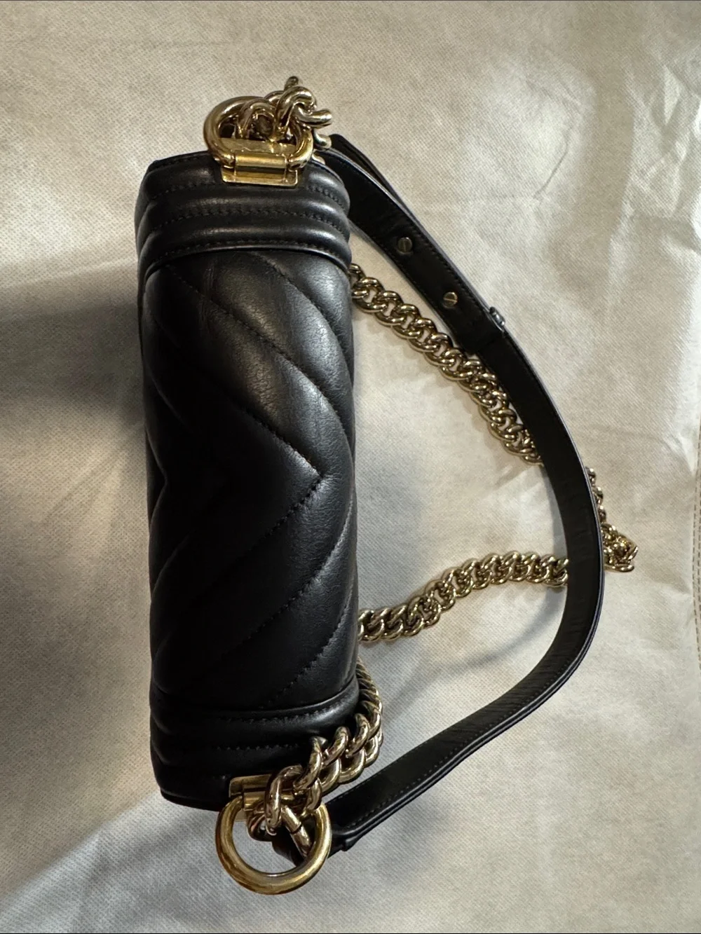 Chanel Chevron Leather Small Boy Bag